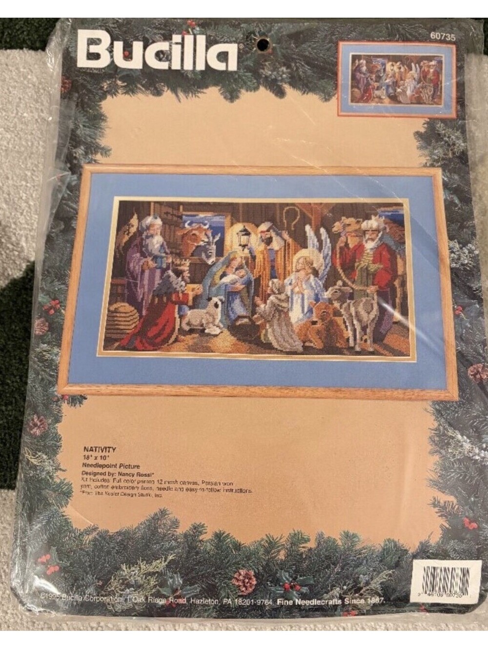 1995 Bucilla Christmas Needlepoint Craft Kit, "NATIVITY" Baby Jesus 60735 NEW